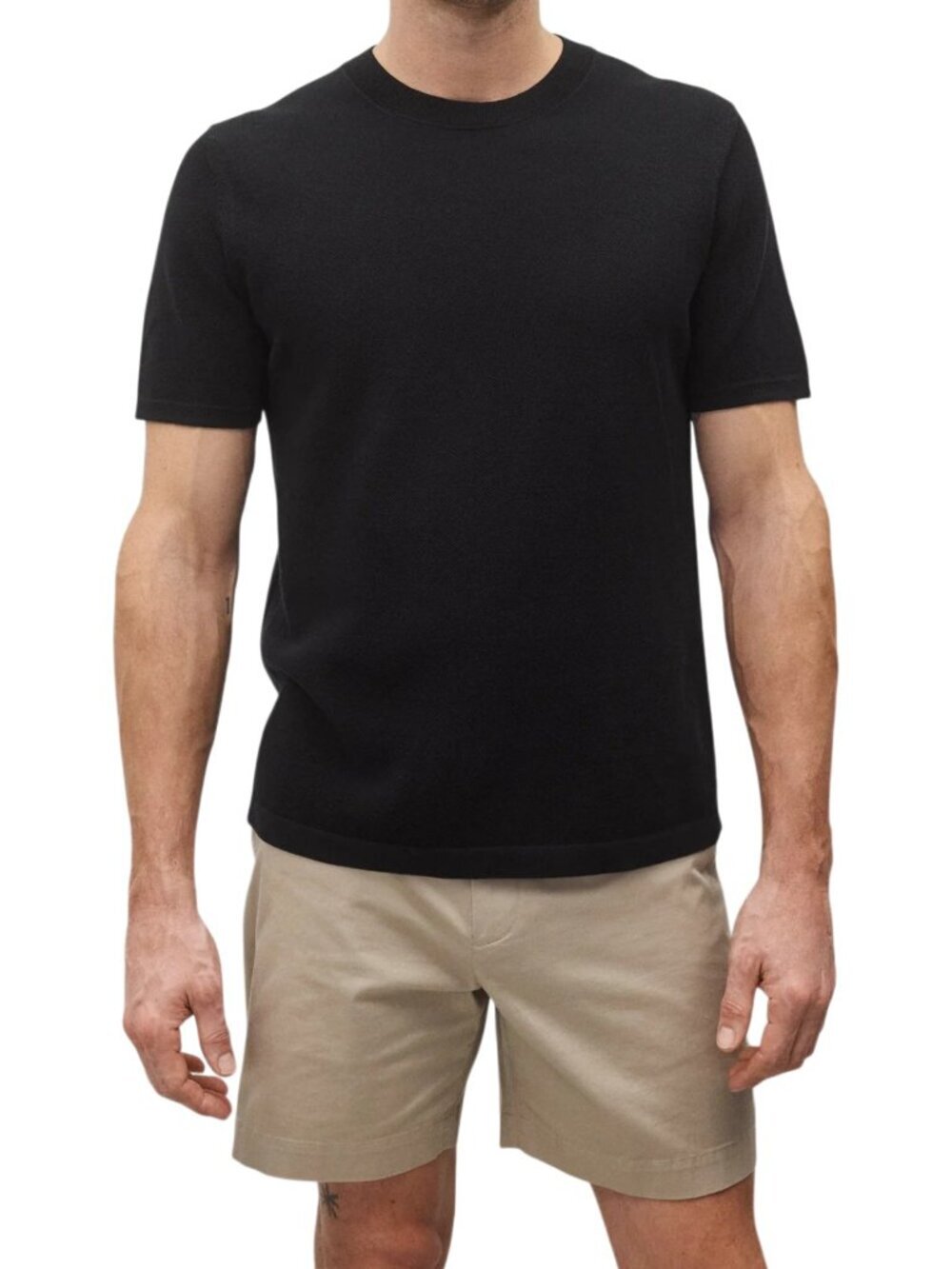 REIGNING CHAMP black Supima Piqué Cotton Crewneck T-Shirt Made in Canada l